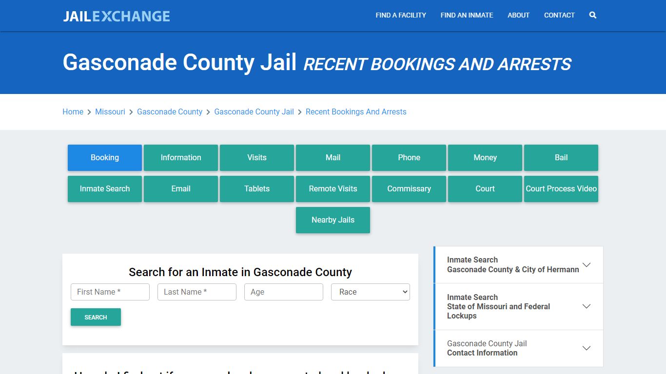 Gasconade County Jail Recent Bookings And Arrests - Jail Exchange