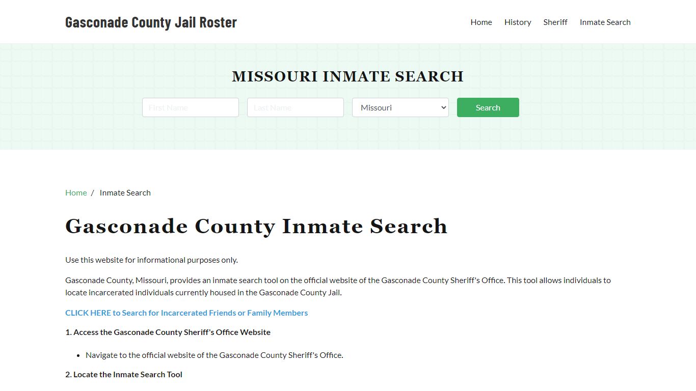 Gasconade County, MO Detainee Lookup