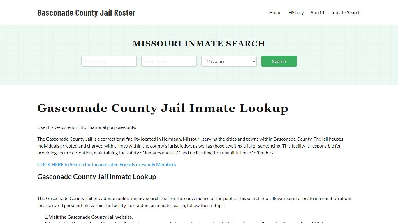 Gasconade County Jail Roster Lookup, MO, Inmate Search