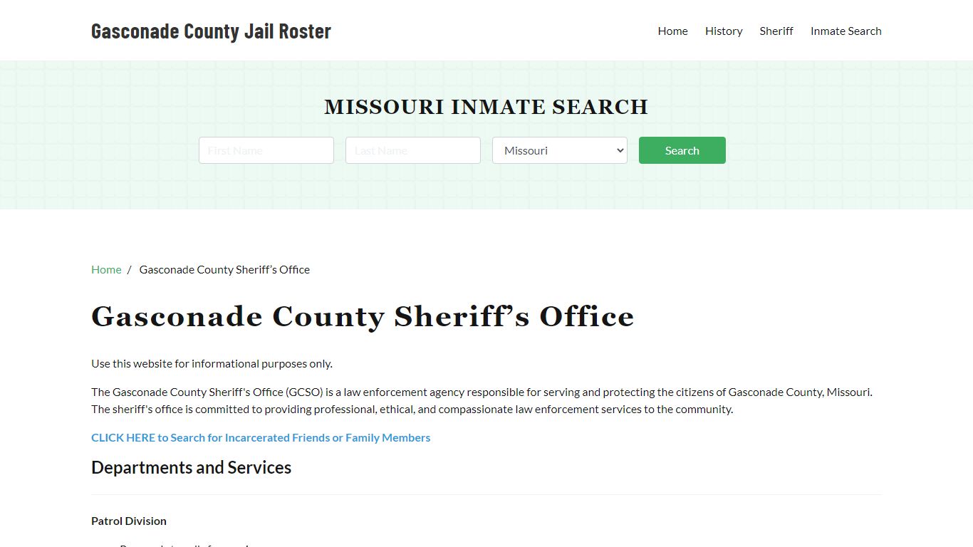 Gasconade County Sheriff Office, MO, Arrest Warrants Search